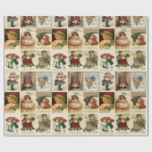 Retro Vintage Weihnachtskarten Collage Geschenkpapier (Flach)