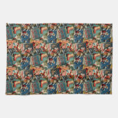 Retro Vintage Weihnachtskarten Collage Geschirrtuch (Horizontal)