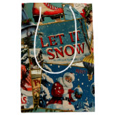 Retro Vintage Weihnachtskarten Collage Mittlere Geschenktüte (Vorderseite)