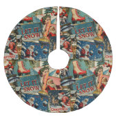 Retro-Vintage-Weihnachtskarten-Collage Polyester Weihnachtsbaumdecke (Vorderseite)