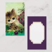 Retro Vintage Weihnachtskatze addieren Visitenkarte (Vorne/Hinten)