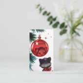 Retro Vintage Weihnachtskatze addieren Visitenkarte (Stehend Vorderseite)