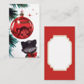 Retro Vintage Weihnachtskatze addieren Visitenkarte (Vorne/Hinten)