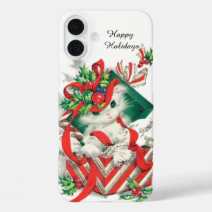 Retro Vintage Weihnachtskatze iPhone 16 Plus Hülle