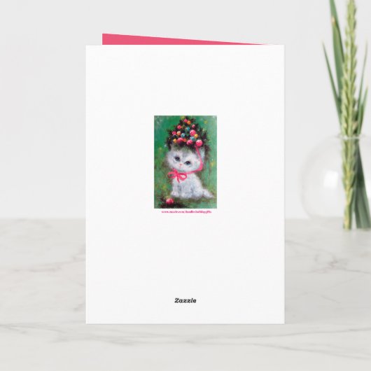 Retro Vintage Weihnachtskatze hinzufügen Karte (Rückseite)