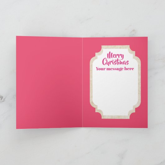 Retro Vintage Weihnachtskatze hinzufügen Karte (Innenseite)