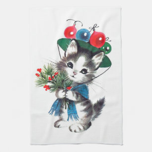 Retro Vintage Weihnachtskatze Küche Geschirrtuch