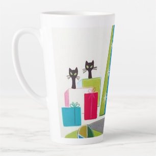 retro-vintage-Weihnachtskatzen-Feiertag Milchtasse