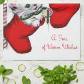 Retro Vintage Weihnachtskatzen Holiday Küchentuch (Gefaltet)