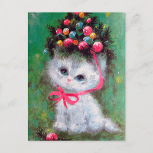 Retro Vintage Weihnachtskatzenjause Postkarte