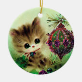 Retro Vintage Weihnachtskatzenschmuck Keramik Ornament (Vorne)