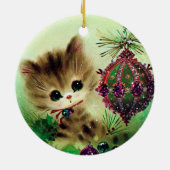 Retro Vintage Weihnachtskatzenschmuck Keramik Ornament (Hinten)