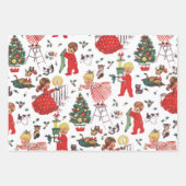 Retro Vintage Weihnachtskids Urlaub Geschenkpapier Set (Vorderseite 2)