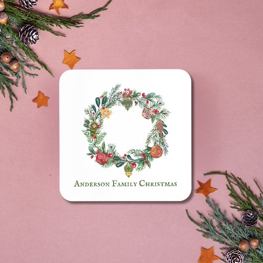 Retro Vintage Weihnachtskreide Familienname Custom Getränkeuntersetzer