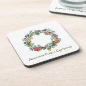 Retro Vintage Weihnachtskreide Familienname Custom Getränkeuntersetzer (Linke Seite)