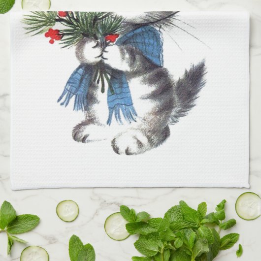 Retro Vintage Weihnachtsküche Geschirrtuch (Gefaltet)