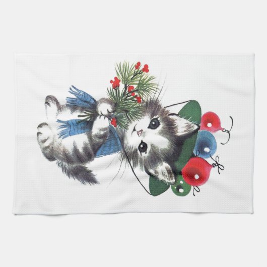 Retro Vintage Weihnachtsküche Geschirrtuch (Horizontal)