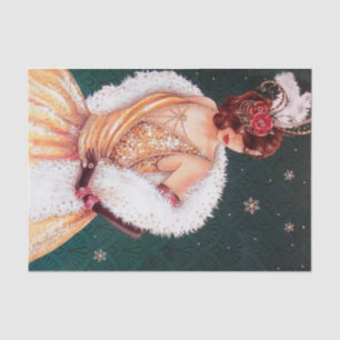 Retro-Vintage Weihnachtskunst Deko Lady Seidenpapier