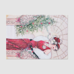 Retro-Vintage Weihnachtskunst Deko Lady Seidenpapier