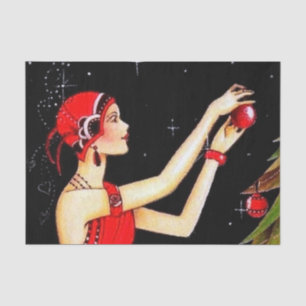 Retro-Vintage Weihnachtskunst Deko Lady Seidenpapier