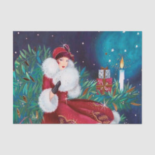 Retro-Vintage Weihnachtskunst Deko Lady Seidenpapier