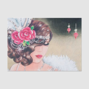 Retro-Vintage Weihnachtskunst Deko Lady Seidenpapier