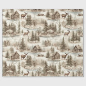 Retro Vintage Weihnachtsland Wasserfarbe Geschenkpapier (Flach)