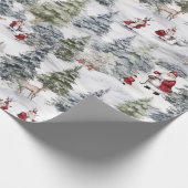 Retro Vintage Weihnachtsland Wasserfarbe Geschenkpapier (Ecke)