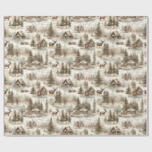 Retro Vintage Weihnachtsland Wasserfarbe Geschenkpapier (Flach)