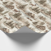 Retro Vintage Weihnachtsland Wasserfarbe Geschenkpapier (Ecke)