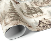 Retro Vintage Weihnachtsland Wasserfarbe Geschenkpapier (Rolleneckpunkt)