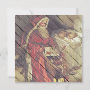 Retro Vintage Weihnachtsmann am Heiligen Abend Feiertagskarte