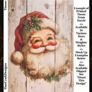 Retro Vintage Weihnachtsmann auf rustikalem Holz E Seidenpapier