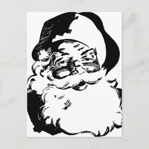 Retro-Vintage-Weihnachtsmann in Schwarz-Weiß Feiertagspostkarte