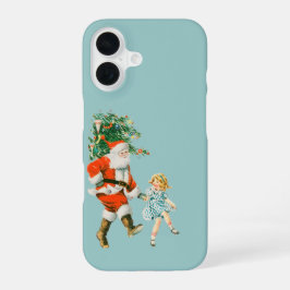 Retro Vintage Weihnachtsmann & Mädchen Weihnachten iPhone 16 Hülle