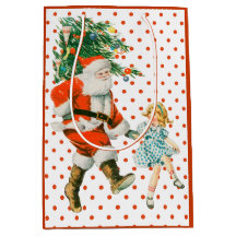 Retro-Vintage-Weihnachtsmann & Mädchen Weihnachten