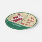 Retro Vintage Weihnachtsmann Pappteller (Schrägansicht)