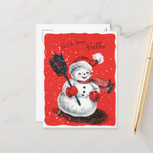 retro-vintage-Weihnachtsmann-Schneemann Feiertagspostkarte