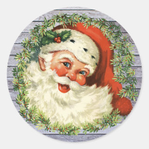 Retro Vintage Weihnachtsmann Weihnachten Rund Runder Aufkleber