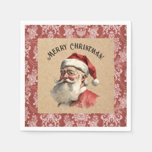 Retro-Vintage-Weihnachtsmann-Weihnachtsfeier Serviette