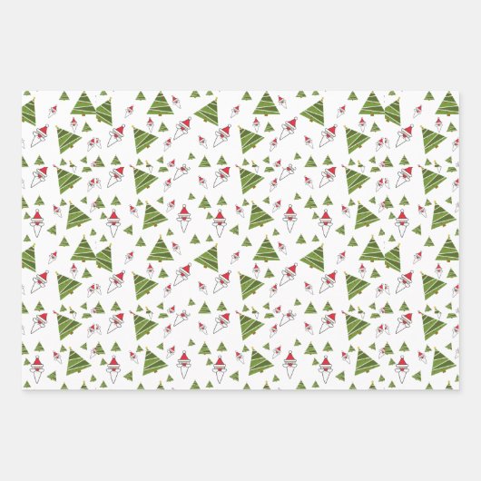 Retro Vintage Weihnachtsmann Weihnachtsmann Geschenkpapier Set (Vorderseite)