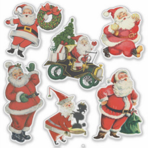 Retro-Vintage-Weihnachtsmänner groß Aufkleber