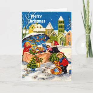 Retro Vintage Weihnachtsmarkt Feiertagskarte