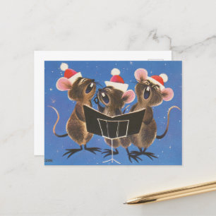 Retro-Vintage Weihnachtsmäuse Postkarte