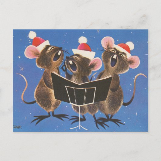 Retro-Vintage Weihnachtsmäuse Postkarte (Vorderseite)
