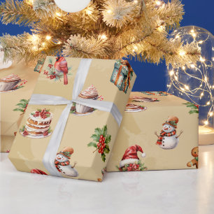 Retro Vintage Weihnachtsmuster Geschenkpapier