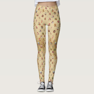 Retro Vintage Weihnachtsmuster Leggings
