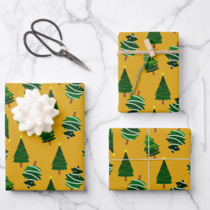 Retro Vintage Weihnachtsmuster Rose Wrapping Pap Geschenkpapier Set