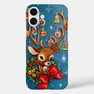 Retro-Vintage-Weihnachtsrentier  iPhone 16 Plus Hülle