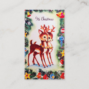 Retro Vintage Weihnachtsrentier Visitenkarte